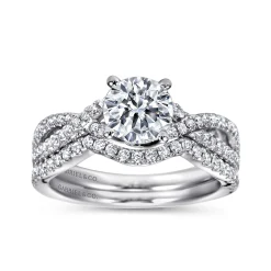 Discount Gabriel & Co. Gina - 14K White Gold Round Twisted Diamond Engagement Ring