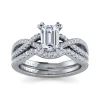 Sale Gabriel & Co. Gina - 14K White Gold Twisted Emerald Cut Diamond Engagement Ring