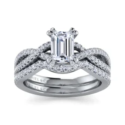 Sale Gabriel & Co. Gina - 14K White Gold Twisted Emerald Cut Diamond Engagement Ring