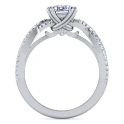 Sale Gabriel & Co. Gina - 14K White Gold Twisted Emerald Cut Diamond Engagement Ring