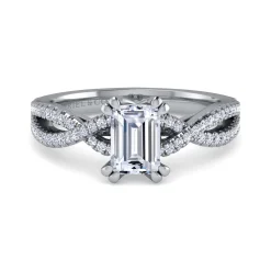 Sale Gabriel & Co. Gina - 14K White Gold Twisted Emerald Cut Diamond Engagement Ring