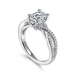 New Gabriel & Co. Gina - 14K White Gold Twisted Oval Diamond Engagement Ring