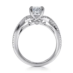 New Gabriel & Co. Gina - 14K White Gold Twisted Oval Diamond Engagement Ring