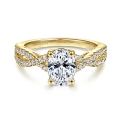 Best Gabriel & Co. Gina - 14K Yellow Gold Twisted Oval Diamond Engagement Ring