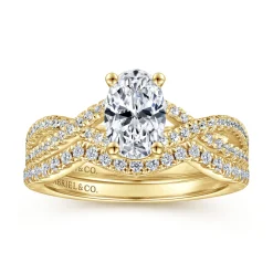 Best Gabriel & Co. Gina - 14K Yellow Gold Twisted Oval Diamond Engagement Ring