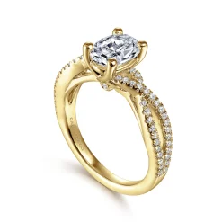 Best Gabriel & Co. Gina - 14K Yellow Gold Twisted Oval Diamond Engagement Ring