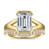 Online Gabriel & Co. Giocanda - 14K Yellow Gold Split Shank Half Bezel Emerald Cut Diamond Engagement Ring