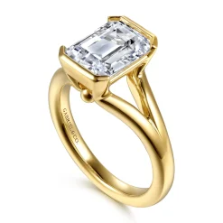 Online Gabriel & Co. Giocanda - 14K Yellow Gold Split Shank Half Bezel Emerald Cut Diamond Engagement Ring