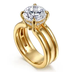 Discount Gabriel & Co. Giova - 14K Yellow Gold Round Diamond Engagement Ring