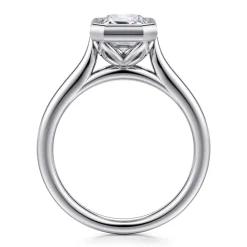 Clearance Gabriel & Co. Giovana - 14K White Gold Emerald Cut Bezel Set Diamond Engagement Ring