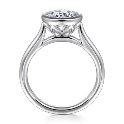 Sale Gabriel & Co. Giovana - 14K White Gold Round Bezel Set Diamond Engagement Ring