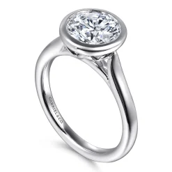 Sale Gabriel & Co. Giovana - 14K White Gold Round Bezel Set Diamond Engagement Ring