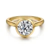 Sale Gabriel & Co. Giovana - 14K Yellow Gold Bezel Set Round Diamond Engagement Ring