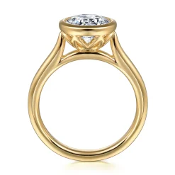 Sale Gabriel & Co. Giovana - 14K Yellow Gold Bezel Set Round Diamond Engagement Ring