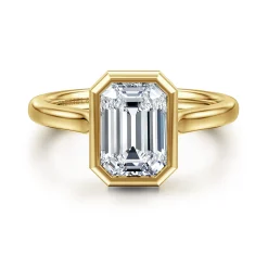 Clearance Gabriel & Co. Giovana - 14K Yellow Gold Emerald Cut Bezel Set Diamond Engagement Ring