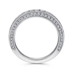 Sale Gabriel & Co. Giulia - 14K White Gold Micro Pave Diamond Wedding Band - 0.95 ct