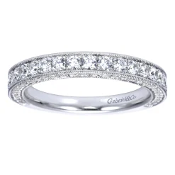 Sale Gabriel & Co. Giulia - 14K White Gold Micro Pave Diamond Wedding Band - 0.95 ct