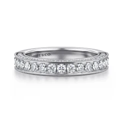 Sale Gabriel & Co. Giulia - 14K White Gold Micro Pave Diamond Wedding Band - 0.95 ct