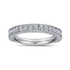 Sale Gabriel & Co. Giulia - 14K White Gold Micro Pave Diamond Wedding Band - 0.95 ct