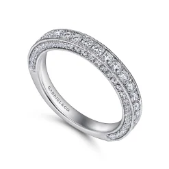 Sale Gabriel & Co. Giulia - 14K White Gold Micro Pave Diamond Wedding Band - 0.95 ct