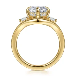 Gabriel & Co. Grand - 14K Yellow Gold Compass Prong Oval Three Stone Diamond Engagement Ring