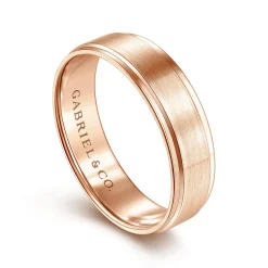 Online Gabriel & Co. Grayson - 14K Rose Gold 6mm - Beveled Edge Men's Wedding Band in Satin Finish
