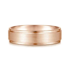 Online Gabriel & Co. Grayson - 14K Rose Gold 6mm - Beveled Edge Men's Wedding Band in Satin Finish