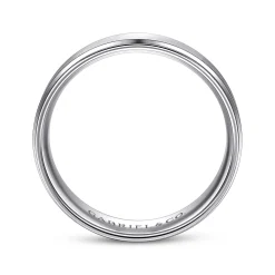 Best Gabriel & Co. Grayson - 14K White Gold 6mm - Beveled Edge Men's Wedding Band in Satin Finish