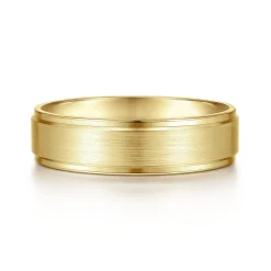 Best Gabriel & Co. Grayson - 14K Yellow Gold 6mm - Beveled Edge Men's Wedding Band in Satin Finish