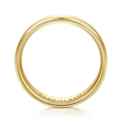 Best Gabriel & Co. Grayson - 14K Yellow Gold 6mm - Beveled Edge Men's Wedding Band in Satin Finish