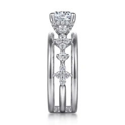 New Gabriel & Co. Gretchen - 14K White Gold Round Diamond Engagement Ring
