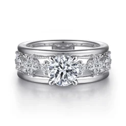 New Gabriel & Co. Gretchen - 14K White Gold Round Diamond Engagement Ring