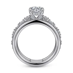New Gabriel & Co. Gretchen - 14K White Gold Round Diamond Engagement Ring
