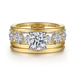 Online Gabriel & Co. Gretchen - 14K White-Yellow Gold Round Diamond Engagement Ring