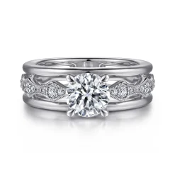Sale Gabriel & Co. Halette - 14K White Gold Round Diamond Engagement Ring