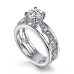 Sale Gabriel & Co. Halette - 14K White Gold Round Diamond Engagement Ring