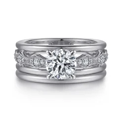 Sale Gabriel & Co. Halette - 14K White Gold Round Diamond Engagement Ring