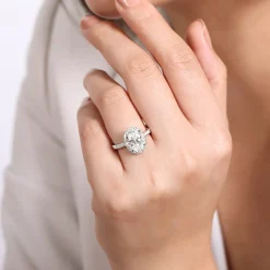 Best Gabriel & Co. Hamilton - 14K White Gold Oval Halo Diamond Engagement Ring