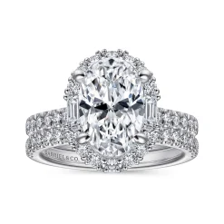 Best Gabriel & Co. Hamilton - 14K White Gold Oval Halo Diamond Engagement Ring