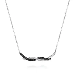 Sale Gabriel & Co. Hammered 925 Sterling Silver Black Spinel Twisted Bar Necklace