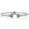 Online Gabriel & Co. Hammered 925 Sterling Silver Rock Crystal and Black Pearl Hinged Cuff