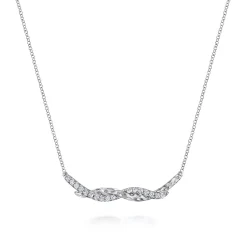Online Gabriel & Co. Hammered 925 Sterling Silver White Sapphire Twisted Bar Necklace