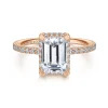 Hot Gabriel & Co. Hart - 14K Rose Gold Hidden Halo Emerald Cut Diamond Engagement Ring