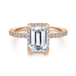 Hot Gabriel & Co. Hart - 14K Rose Gold Hidden Halo Emerald Cut Diamond Engagement Ring
