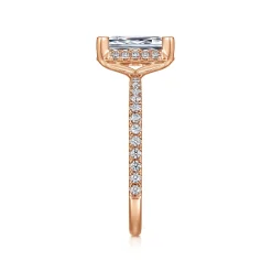 Hot Gabriel & Co. Hart - 14K Rose Gold Hidden Halo Emerald Cut Diamond Engagement Ring