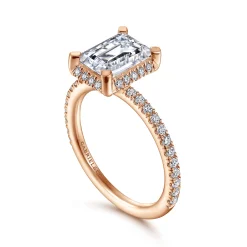 Hot Gabriel & Co. Hart - 14K Rose Gold Hidden Halo Emerald Cut Diamond Engagement Ring
