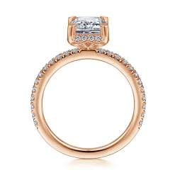 Hot Gabriel & Co. Hart - 14K Rose Gold Hidden Halo Emerald Cut Diamond Engagement Ring
