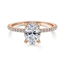 Hot Gabriel & Co. Hart - 14K Rose Gold Hidden Halo Oval Diamond Engagement Ring