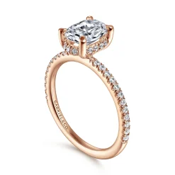 Hot Gabriel & Co. Hart - 14K Rose Gold Hidden Halo Oval Diamond Engagement Ring