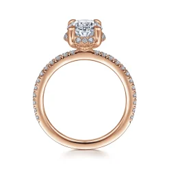 Hot Gabriel & Co. Hart - 14K Rose Gold Hidden Halo Oval Diamond Engagement Ring